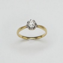 vechi inel solitaire, diamant natural 0.48 ct. Franta cca. 1900